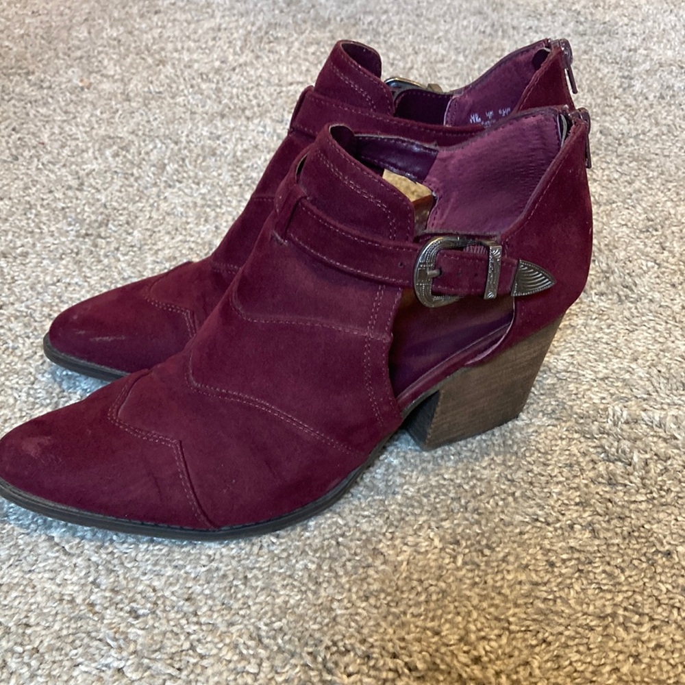 Purple Leather western style booties